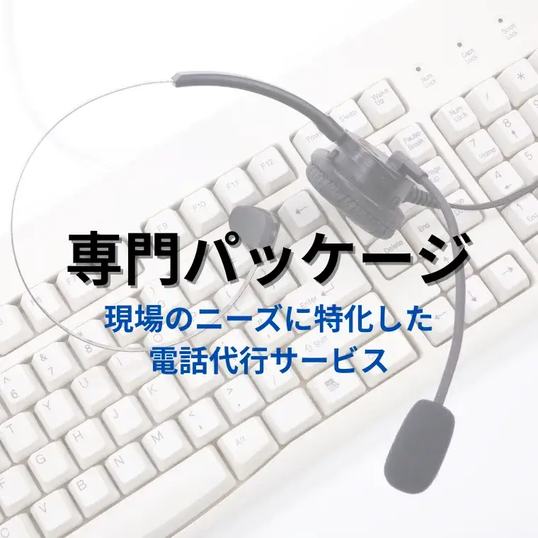 電話代行　専門パッケージ｜鍵・水道のトラブルから、ロードサービス、クレーム対応、Web広告運用まで。 貴社の業務に深く踏み込んだ、専門性の高い電話代行を提供します。